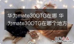 华为mate30OTG在哪 华为mate30OTG在哪个地方