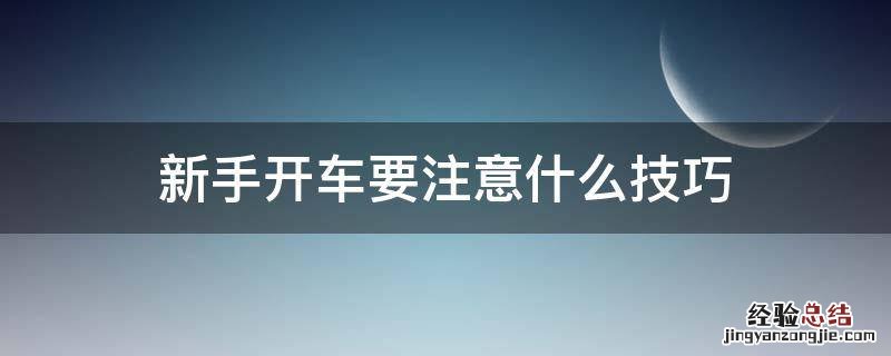 新手开车要注意什么技巧