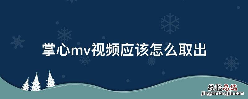 掌心mv视频应该怎么取出