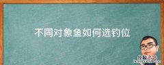 不同对象鱼如何选钓位