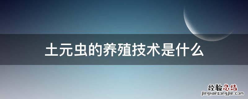 土元虫的养殖技术是什么