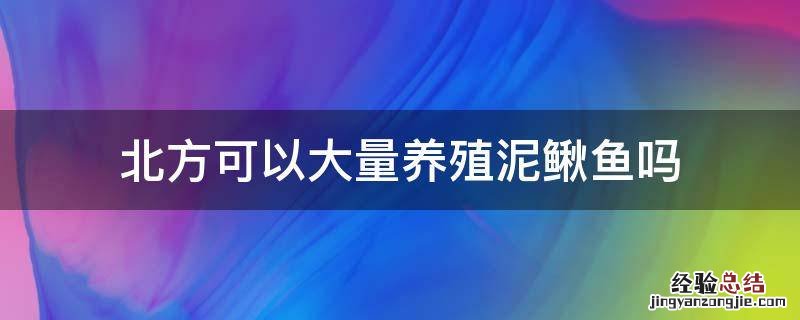 北方可以大量养殖泥鳅鱼吗