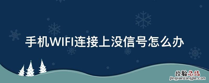 手机WIFI连接上没信号怎么办