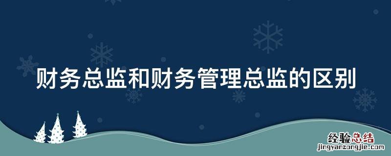 财务总监和财务管理总监的区别