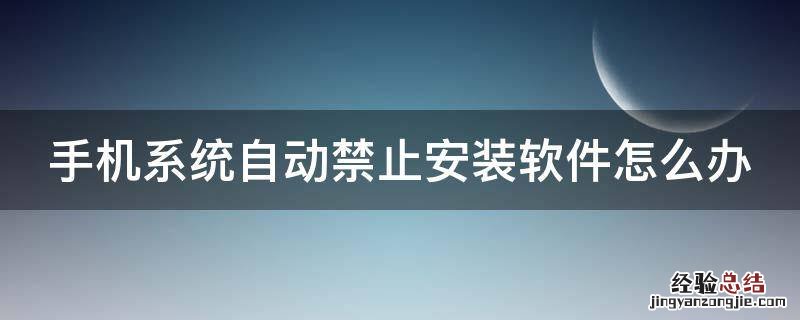 手机系统自动禁止安装软件怎么办