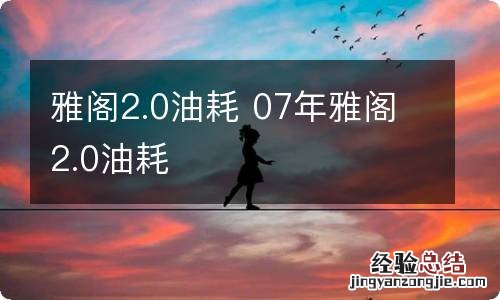 雅阁2.0油耗 07年雅阁2.0油耗