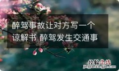 醉驾事故让对方写一个谅解书 醉驾发生交通事故得到对方谅解书