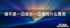 谁不是一边成长一边演戏什么意思