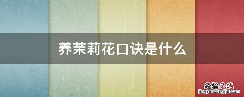 养茉莉花口诀是什么