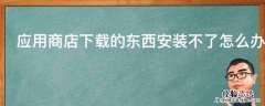 应用商店下载的东西安装不了怎么办