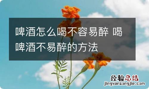 啤酒怎么喝不容易醉 喝啤酒不易醉的方法