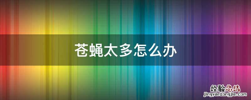 苍蝇太多怎么办