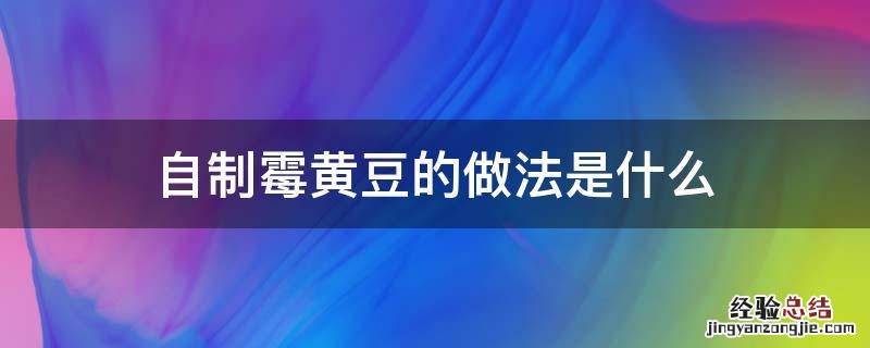 自制霉黄豆的做法是什么