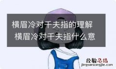 横眉冷对千夫指的理解 横眉冷对千夫指什么意思