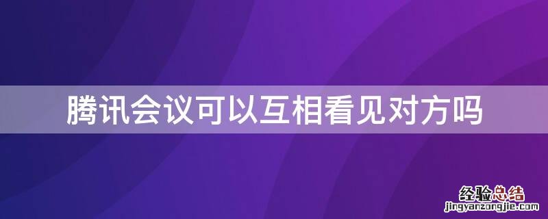 腾讯会议可以互相看见对方吗