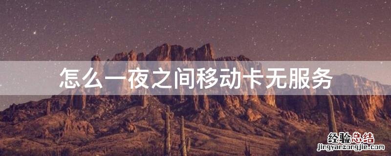 怎么一夜之间移动卡无服务