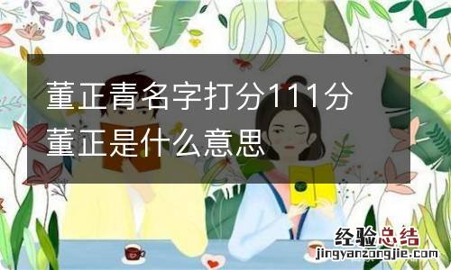 董正青名字打分111分 董正是什么意思