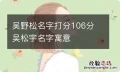 吴野松名字打分106分 吴松宇名字寓意