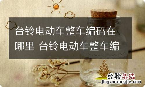 台铃电动车整车编码在哪里 台铃电动车整车编码查询
