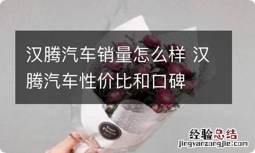 汉腾汽车销量怎么样 汉腾汽车性价比和口碑