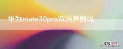 华为mate30pro双扬声器吗? 华为mate30pro双扬声器吗