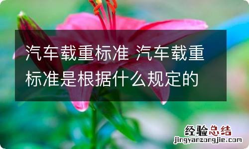 汽车载重标准 汽车载重标准是根据什么规定的?