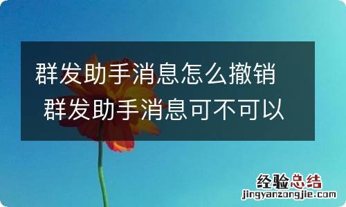 群发助手消息怎么撤销 群发助手消息可不可以撤销