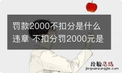 罚款2000不扣分是什么违章 不扣分罚2000元是什么违章