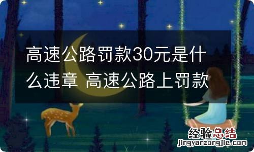 高速公路罚款30元是什么违章 高速公路上罚款30元