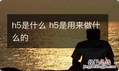 h5是什么 h5是用来做什么的