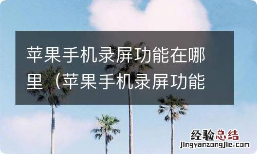 苹果手机录屏功能在哪里设置声音 苹果手机录屏功能在哪里