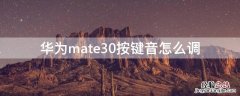 华为mate30按键音怎么调