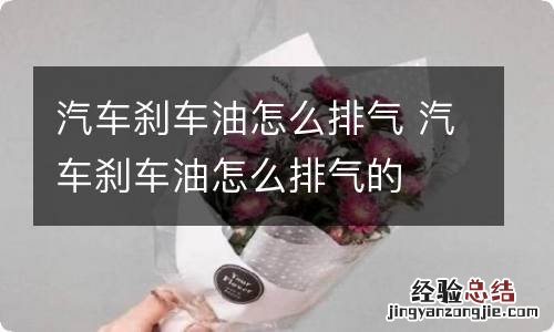 汽车刹车油怎么排气 汽车刹车油怎么排气的