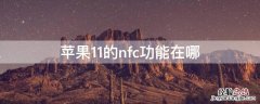 iphone11的nfc功能在哪里打开 iPhone11的nfc功能在哪