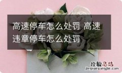 高速停车怎么处罚 高速违章停车怎么处罚