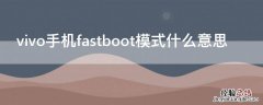 vivo手机fastboot模式什么意思 vivo的fastboot模式是什么意思