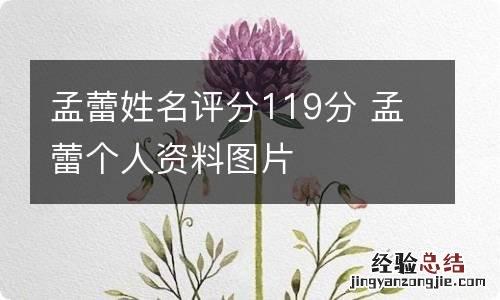 孟蕾姓名评分119分 孟蕾个人资料图片