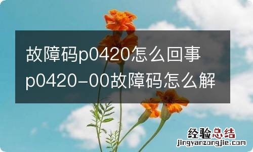 故障码p0420怎么回事 p0420-00故障码怎么解决