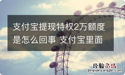 支付宝提现特权2万额度是怎么回事 支付宝里面的提现特权2万是什么意思