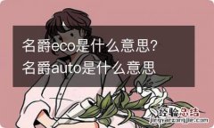 名爵eco是什么意思？ 名爵auto是什么意思