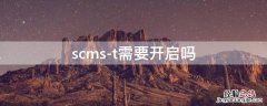 scms-t需要开启吗 scms t要不要禁用