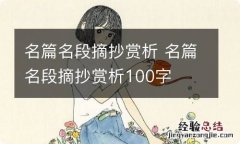 名篇名段摘抄赏析 名篇名段摘抄赏析100字