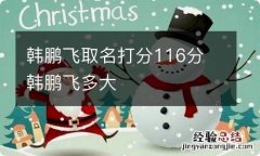 韩鹏飞取名打分116分 韩鹏飞多大