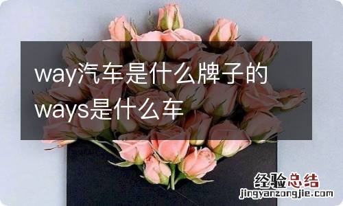 way汽车是什么牌子的 ways是什么车