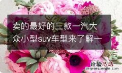 卖的最好的三款一汽大众小型suv车型来了解一下