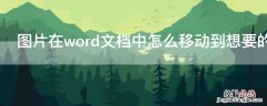 图片在word文档中怎么移动到想要的位置