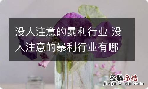 没人注意的暴利行业 没人注意的暴利行业有哪些