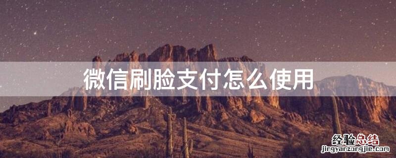 微信刷脸支付怎么使用