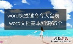 word快捷键命令大全表 word文档基本知识65个技巧