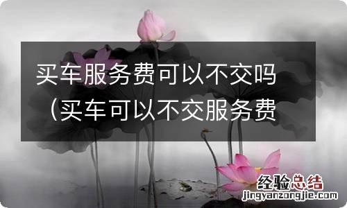 买车可以不交服务费吗? 买车服务费可以不交吗